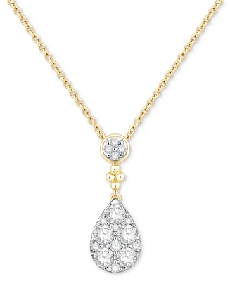 Diamond Round & Teardrop Cluster 18" Pendant Necklace (1/2 ct. t.w.) in 14k Gold