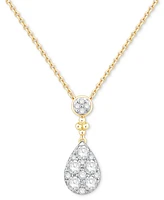 Diamond Round & Teardrop Cluster 18" Pendant Necklace (1/2 ct. t.w.) in 14k Gold