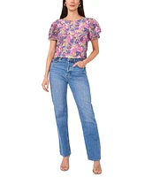 Vince Camuto Women's Printed Petal-Sleeve Top