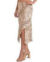 Elan Women's Sahara Printed Pull-On Midi Skirt