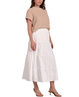 Elan Women's Sweater Combo Tiered A-Line Dress