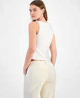 And Now This Women's Pointelle Cropped Lace-Trim Top, Exclusively at Macy's