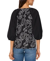 Vince Camuto Women's Raglan-Sleeve Embroidered Button-Front Top