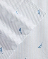 Nautica Printed 200-Thread Count Cotton Percale 3-Pc. Sheet Set, Twin Xl