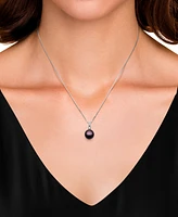 Belle de Mer 2-Pc. Set Dyed Black Peacock Cultured Freshwater Pearl (9-10mm) & Lab-Created White Sapphire (1/3 ct. t.w.) Pendant Necklace Stud Earri