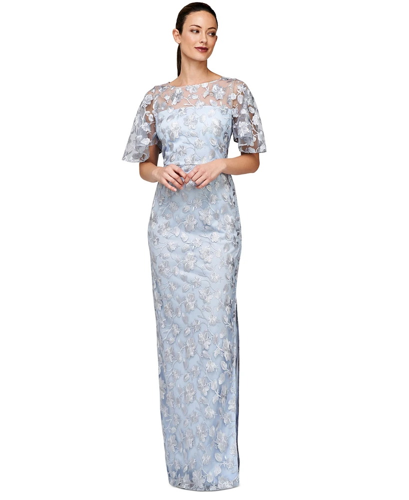Js Collections Women's Brooke Embroidered Column Gown