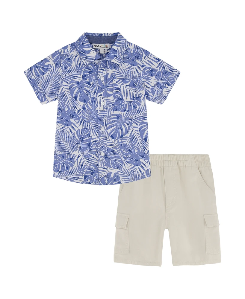 Kids Headquarters Toddler and Little Boys 2-Piece Short Sleeve Shirt Cargo Shorts Set