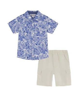 Kids Headquarters Toddler and Little Boys 2-Piece Short Sleeve Shirt Cargo Shorts Set