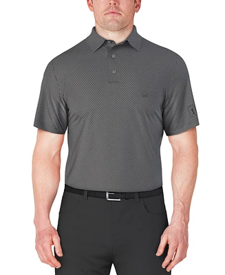 Pga Tour Men's Short Sleeve Micro Geo Print Polo Shirt