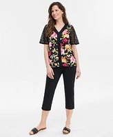 Jm Collection Womens Printed Top Capri Pants Exclusively At Macys