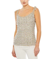 Women's Crystal Embellished Soft Tie Cami Top