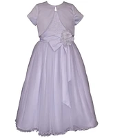 Bonnie Jean Big Girls Embroidered to Tulle Communion Dress with Jacket