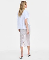 Bar Iii Womens Bikini Graphic T Shirt Sequin Skirt Exclusively At Macys
