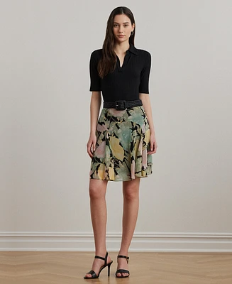 Lauren Ralph Women's Floral Crinkle Georgette Skirt
