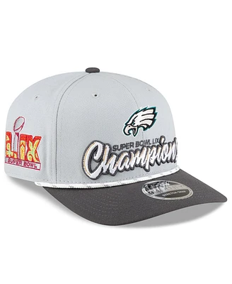 New Era Big Boys and Girls Gray/Charcoal Philadelphia Eagles Super Bowl Lix Champions Locker Room Trophy Collection 9SEVENTY Rope Adjustable Hat