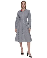 Karl Lagerfeld Paris Women's Poplin Striped Shirtdress
