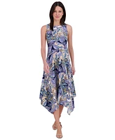 Vince Camuto Women's Printed High-Low-Hem Dress