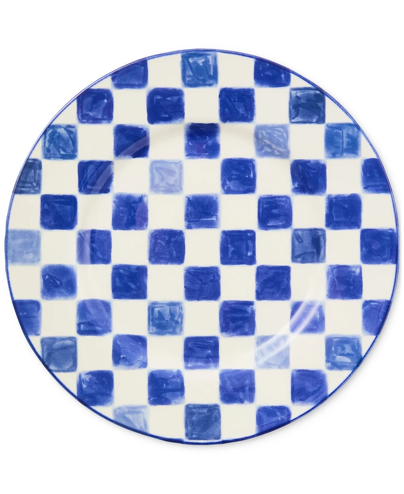 Mackenzie-Childs Indigo Check Dinner Plate