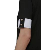 Karl Lagerfeld Paris Women's Contrast-Cuff Polo Top