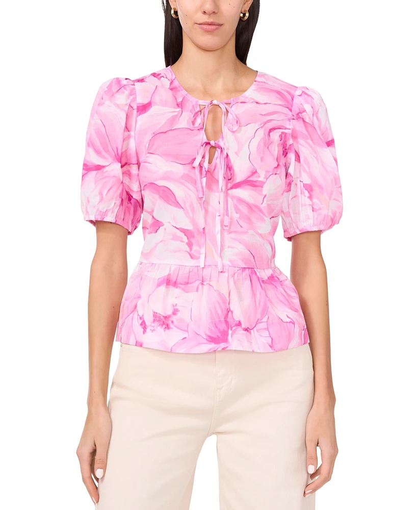 Parker Women's The Alina Cotton Tie-Front Peplum Top