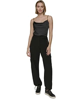 Karl Lagerfeld Paris Women's Adjustable Bungee-Hem Cargo Pants