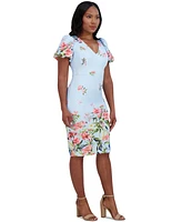 Eliza J Women's Printed V-Neck Bubble-Sleeve Sheath Dress