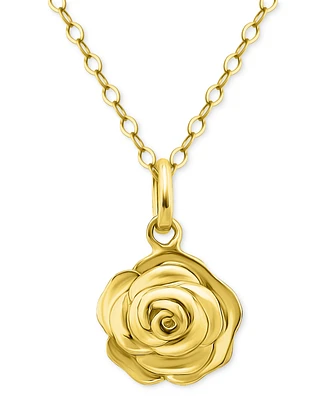 Giani Bernini Rose Pendant Necklace, 16" + 2" extender Sterling Silver or 18k Gold Over Silver, Exclusively at Macy's