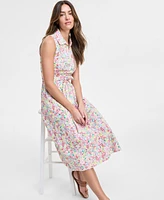 Tommy Hilfiger Women's Floral Lace-Trim Shirtdress