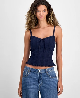Just Polly Junior's Textured-Knit Lace-Trim Cami Top