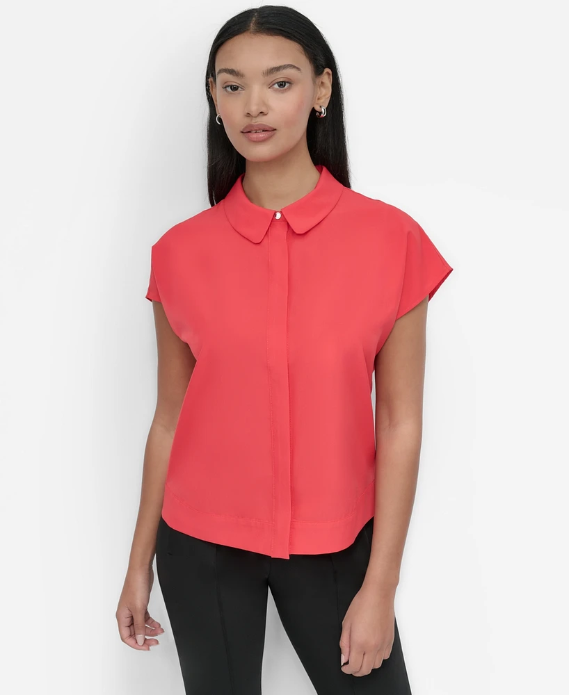 Dkny Women's Dolman-Sleeve Hidden-Placket Camp Shirt
