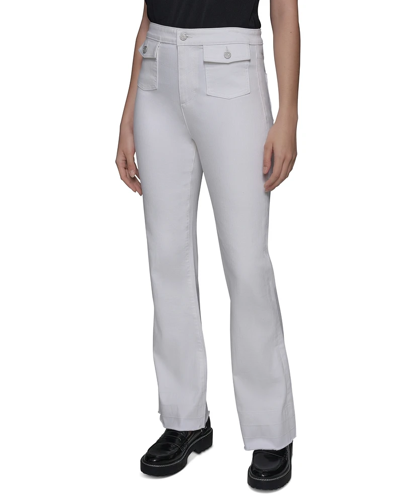 Karl Lagerfeld Paris Women's Patch Pocket Flare-Leg Jeans