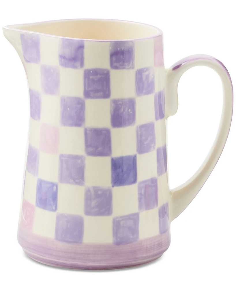 MacKenzie-Childs Lilac Check Pitcher