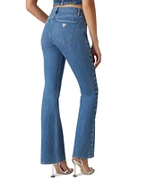 Guess Women's Mid-Rise Lace-Up Fare-Leg Jeans