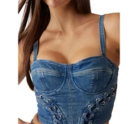 Guess Women's Lace-Up Marsy Bustier Top