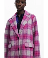 Desigual Women's Pink tartan coat