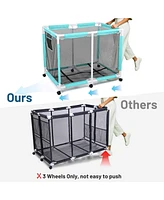 Yescom Extra Large Mesh Pool Storage Bin 214 Gallon Noodles Holder Toys Organizer 6 Wheels Rolling Cart Blue