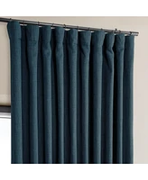 Half Price Drapes Story Blue Extra Wide Textured Faux Linen Room Darkening Curtain