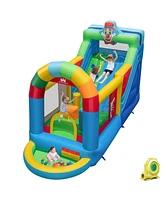 Inflatable Bounce House Obstacle Course with Ball Pit and Slide Fun Backyard Playset for Kids