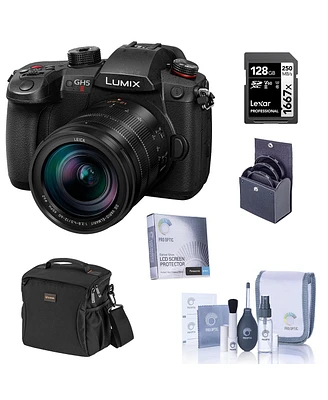 Panasonic Lumix GH5II Mirrorless Camera with Leica 12-60mm f/2.8-4.0 Lens Bundle with 128GB Sd Card, Bag, Filter Kit, Screen Protector, Cleaning Set