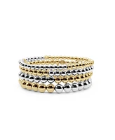 Non-Tarnishing 4mm, 5mm, 6mm, & 7mm Gold Filled and Sterling Silver Ball Stretch Bracelet Stack, Stack of 4