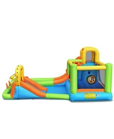 8-in-1 Inflatable Bounce House with Water Slide Ultimate Outdoor Playset for Kids