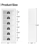 Tribesigns Tall White Bookcase, 6-Tier Modern Wood Bookshelf, 73 Inch Freestanding Display Storage Shelves for Living Room, Home Office, Bedroom