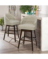 Gymax Set of 4 Swivel Bar Stools Tufted Bar Height Pub Chairs w/ Rubber Wood Legs