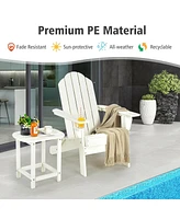 Gymax 3PC Patio Folding Adirondack Chair Side Table Cup Holder Poolside