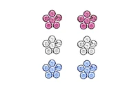 Lily Nily Crystal Flowers 3 Pairs Studs Set in Sterling Silver