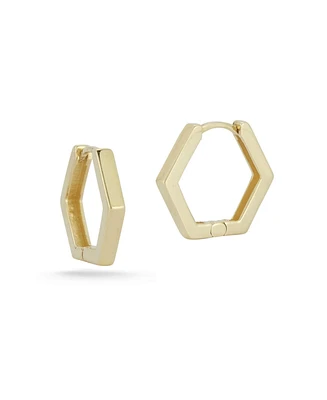 Rachel Zoe Fine Jewelry 14K Gold Hexagon Small Hoop Earrings