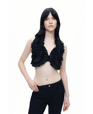 Nocturne Women's Ruffle Detailed Crop Top