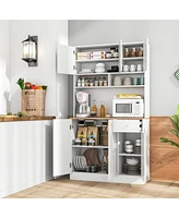Pantry Cabinet with Built-in Outlets for Convenient Dining Room Storage