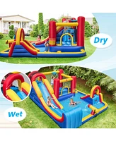 7 in 1 Outdoor Inflatable Bounce House with Water Slides and Splash Pools without Blower