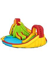 Kids' Inflatable Water Slide Bounce House with Climbing Wall & Pool Outdoor Playset